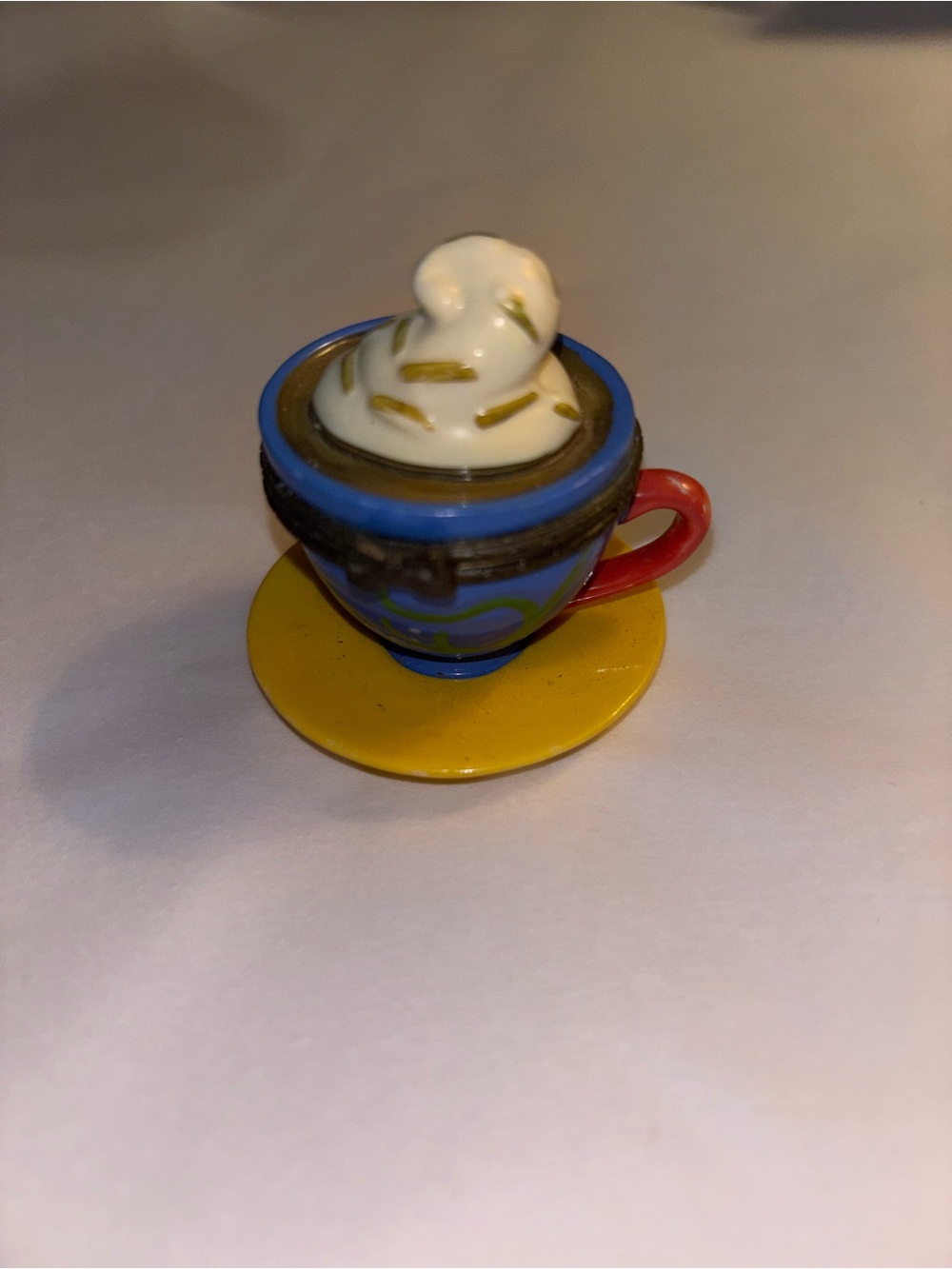 Trinket box  Midwest of cannon falls  Colorful Teacup spoon and sugar cube